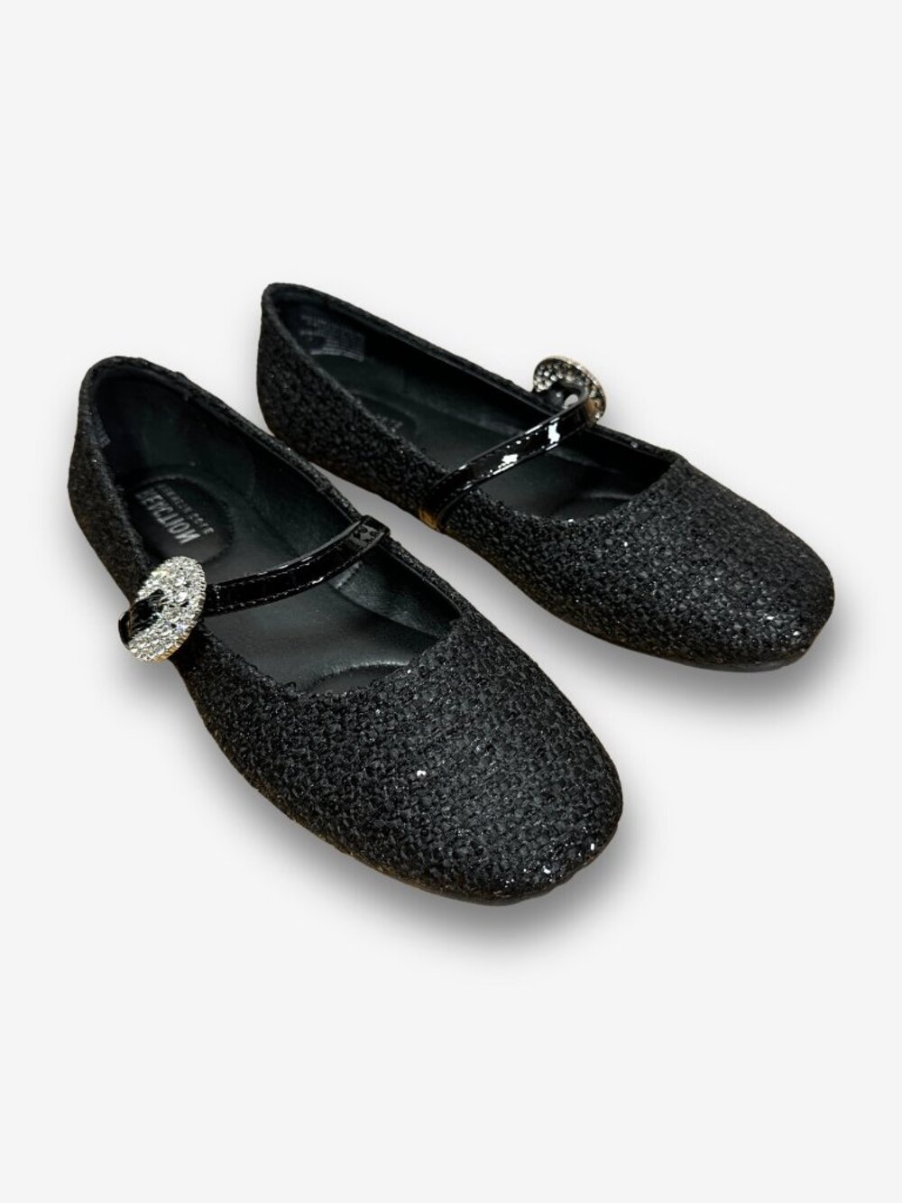 Kenneth Cole Mary Jane Flats 8 Black Shimmer Sparkle Coquette Balletcore